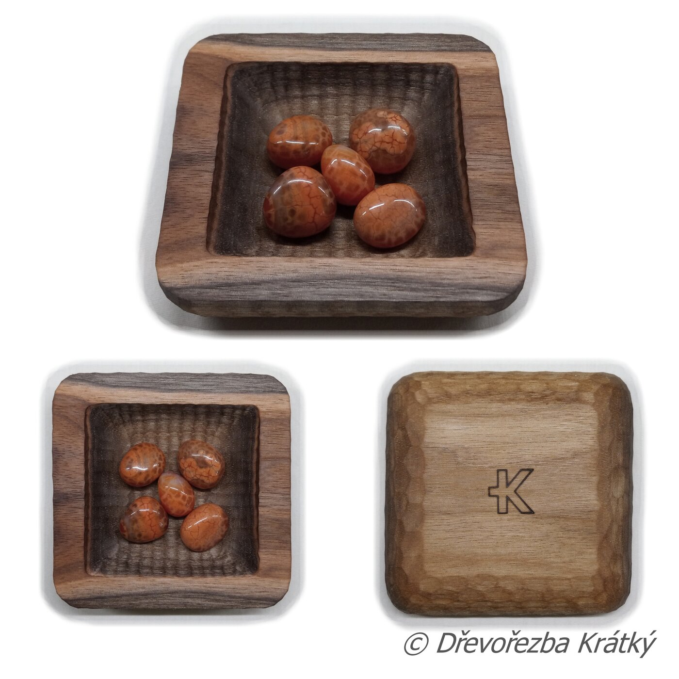 Miska hranatá ořechová 12 x 12 x 3 cm